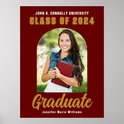 Maroon Gold Graduate Photo Arch Graduation Party Poster