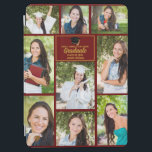 Maroon Gold Graduate Photo Collage 2024 Graduation iPad Air Cover<br><div class="desc">This modern maroon senior graduate photo collage iPad case features your favorite 9 student photographs. This graduation tablet cover features classy gold typography of your high school or college name for the class of 2024. Customize this keepsake gift with your graduating year below the black grad cap. It features 2...</div>