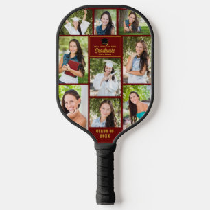 Maroon Gold Graduate Photo Collage Graduation Pickleball Paddle