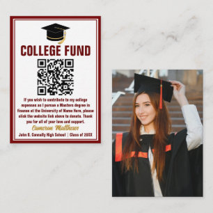 Maroon Gold Graduate Photo College Fund Enclosure Card