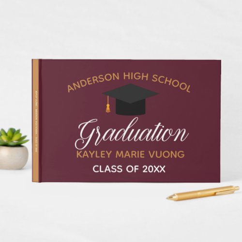 Maroon Gold Graduation Autograph Keepsake 2024 Guest Book