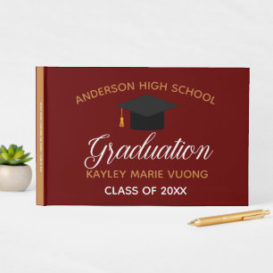 Maroon Gold Graduation Autograph Keepsake 2025 Guest Book