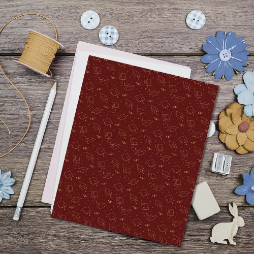 Maroon  Gold Graduation Cap Toss Scrapbook Paper