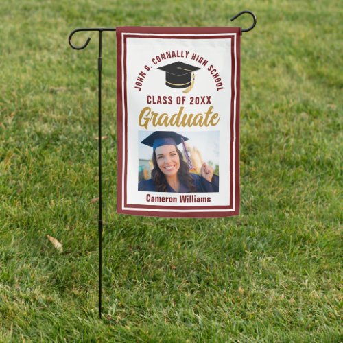 Maroon Gold Graduation Custom 2024 Graduate Photo Garden Flag
