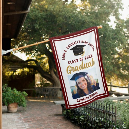 Maroon Gold Graduation Custom 2024 Graduate Photo House Flag