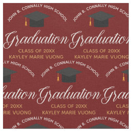 Maroon Gold Graduation Custom 2024 School Graduate Fabric