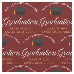 Maroon Gold Graduation Custom 2025 School Graduate Fabric