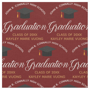 Maroon Gold Graduation Custom 2025 School Graduate Fabric