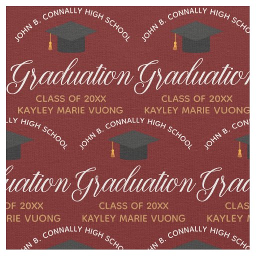 Maroon Gold Graduation Custom 2025 School Graduate Fabric