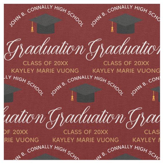 Maroon Gold Graduation Custom 2026 Graduate Fabric (Close Up)