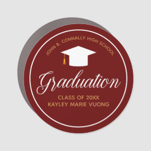 Maroon Gold Graduation Custom High School Car Magnet