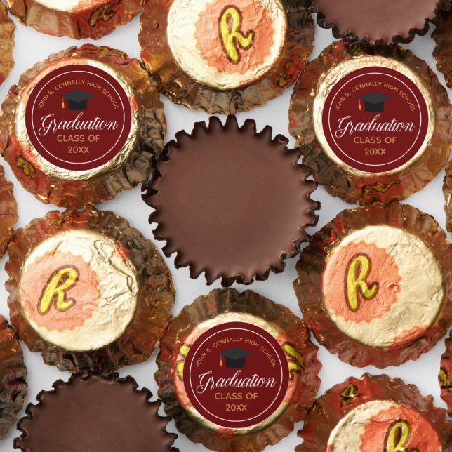 Maroon Gold Graduation Custom High School Party Reese's Peanut Butter Cups (Assorted)