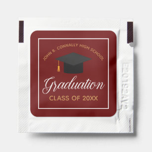 Maroon Gold Graduation Custom School Class of 2024 Hand Sanitizer Packet