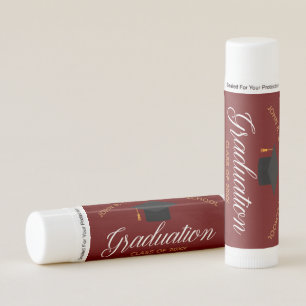 Maroon Gold Graduation Custom School Party Lip Balm