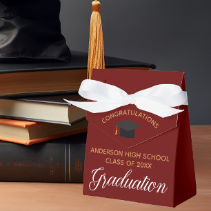 Maroon Gold Graduation Party Chic Custom Favor Boxes