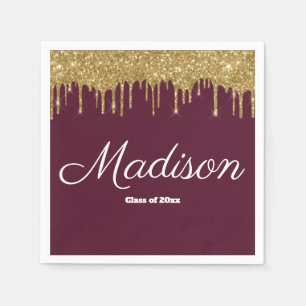 Maroon & Gold Graduation Party Class of 2024 Paper Napkins