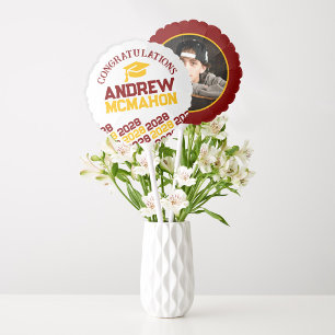 Maroon & Gold Graduation Photo Centerpiece Balloon