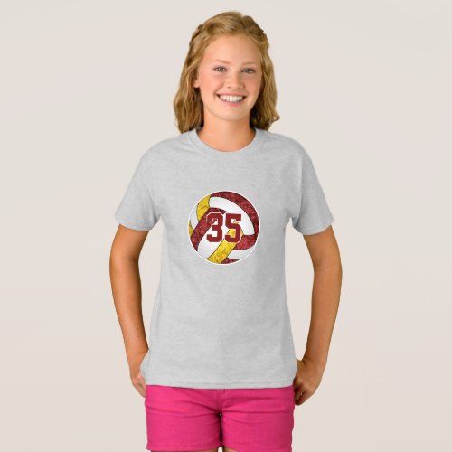Maroon gold her volleyball team colors custom T_Shirt