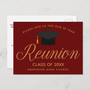 Maroon Gold High School Reunion Custom Party Postcard