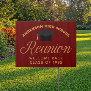 Maroon Gold High School Reunion Custom Party Yard Sign