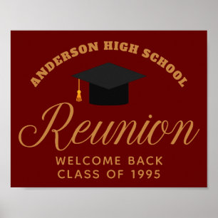 Maroon Gold High School Reunion Custom Welcome Poster
