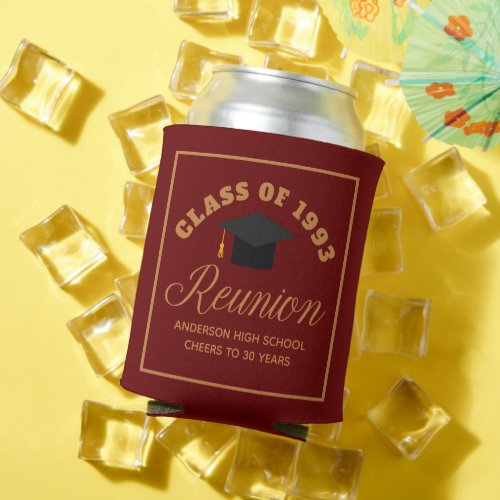 Maroon Gold High School Reunion Personalized Party Can Cooler