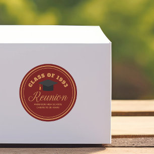 Maroon Gold High School Reunion Personalized Party Classic Round Sticker
