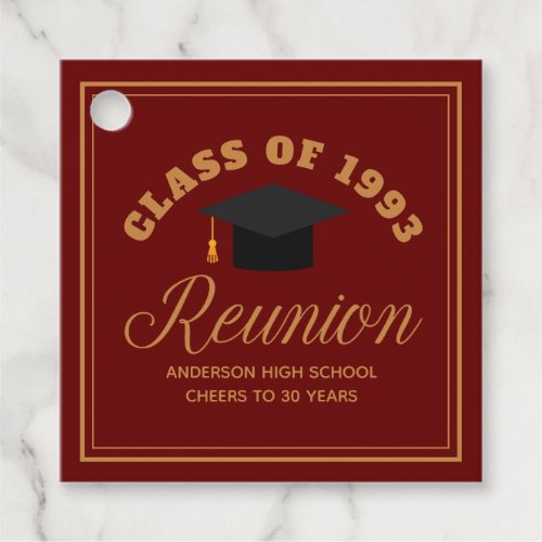 Maroon Gold High School Reunion Personalized Party Favor Tags
