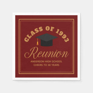 Maroon Gold High School Reunion Personalized Party Napkins