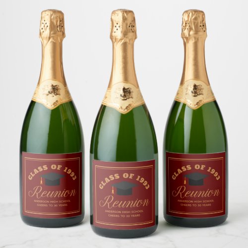 Maroon Gold High School Reunion Personalized Party Sparkling Wine Label