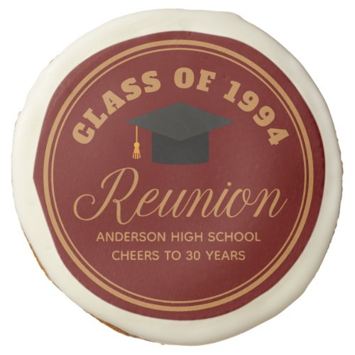 Maroon Gold High School Reunion Personalized Party Sugar Cookie