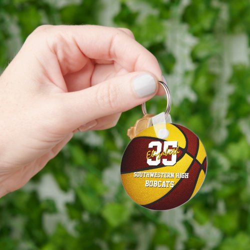 maroon gold kids basketball team colors keychain