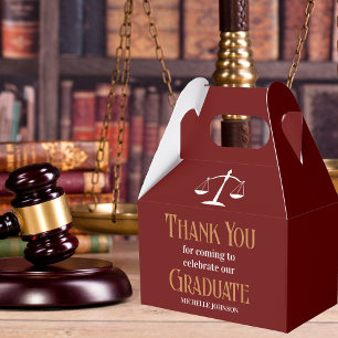 Maroon Gold Law School Custom Graduation Party Favor Boxes