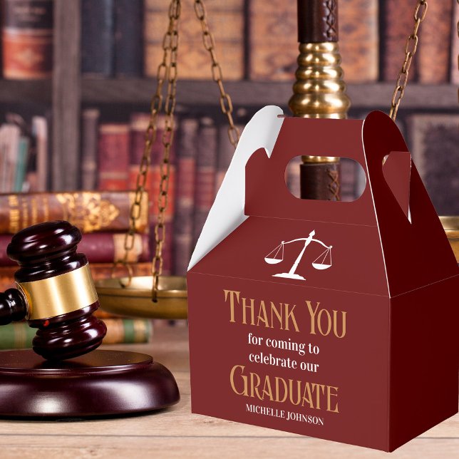 Maroon Gold Law School Custom Graduation Party Favor Boxes (Creator Uploaded)