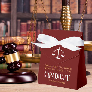 Maroon Gold Law School Custom Graduation Party Favor Boxes