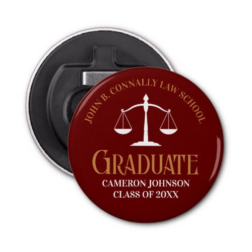 Maroon Gold Law School Graduation Keepsake Bottle Opener