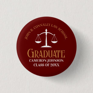 Maroon Gold Law School Graduation Keepsake Button