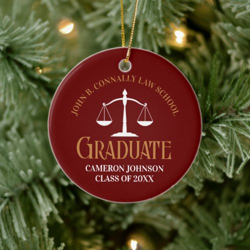 Maroon Gold Law School Graduation Keepsake Ceramic Ornament