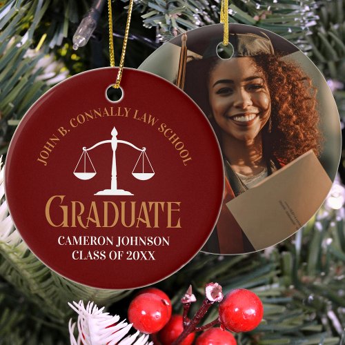 Maroon Gold Law School Graduation Keepsake Ceramic Ornament