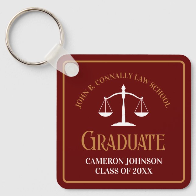 Maroon Gold Law School Graduation Keepsake Keychain (Front)