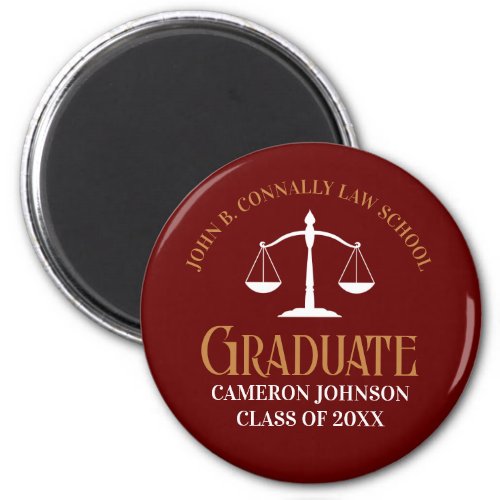Maroon Gold Law School Graduation Keepsake Magnet
