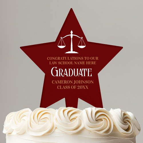 Maroon Gold Law School Graduation Party Cake Topper