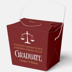 Maroon Gold Law School Graduation Party Fortune Favor Boxes