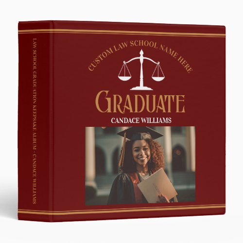 Maroon Gold Law School Graduation Photo Album 3 Ring Binder