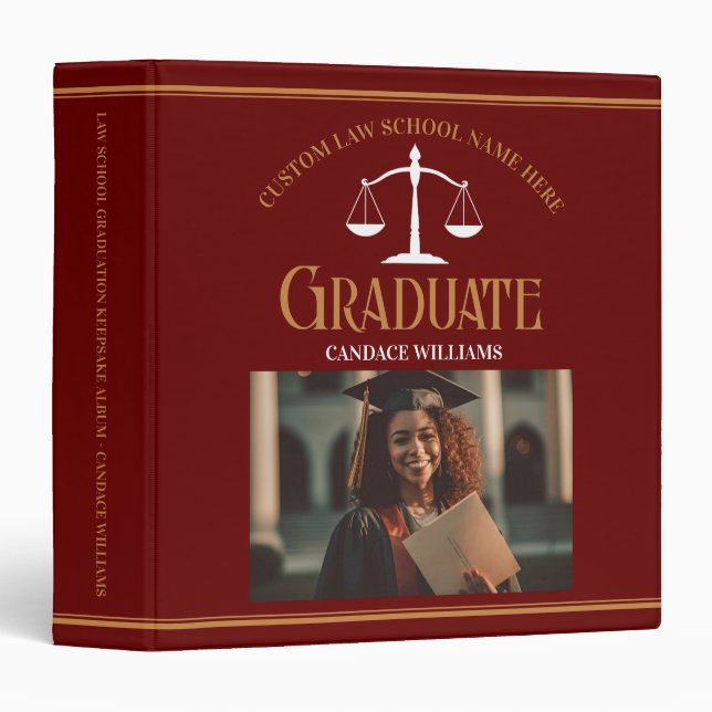 Maroon Gold Law School Graduation Photo Album 3 Ring Binder (Front/Spine)