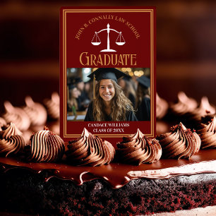 Maroon Gold Law School Graduation Photo Cake Topper