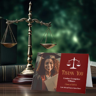 Maroon Gold Law School Graduation Photo Letterpress Thank You Card