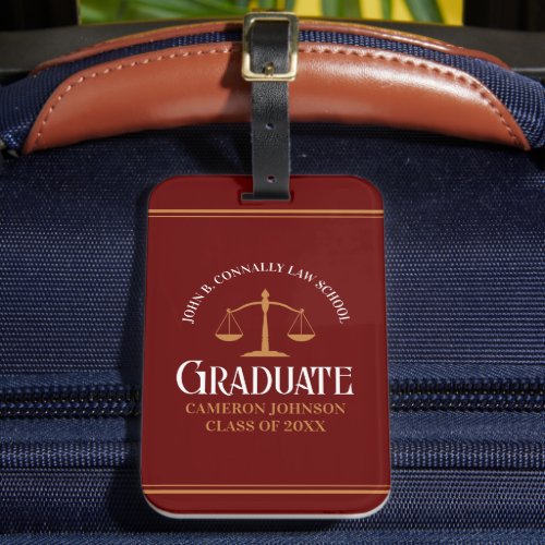 Maroon Gold Law School Personalized Graduation Luggage Tag
