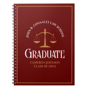 Maroon Gold Law School Personalized Graduation Notebook