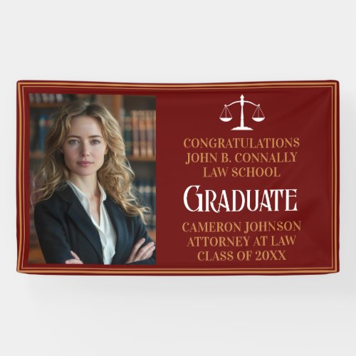 Maroon Gold Law School Photo Graduation Party Banner